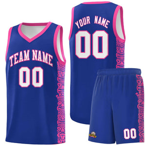 Custom Royal Pink Personalized Indians Pattern Sets Sports Uniform Basketball Jersey