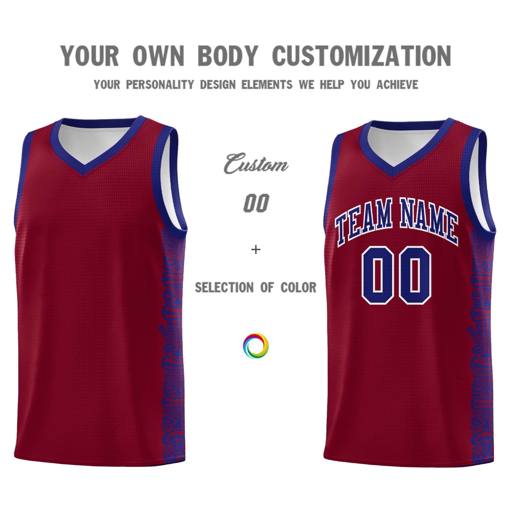 Custom Crimson Royal Personalized Indians Pattern Sets Sports Uniform Basketball Jersey