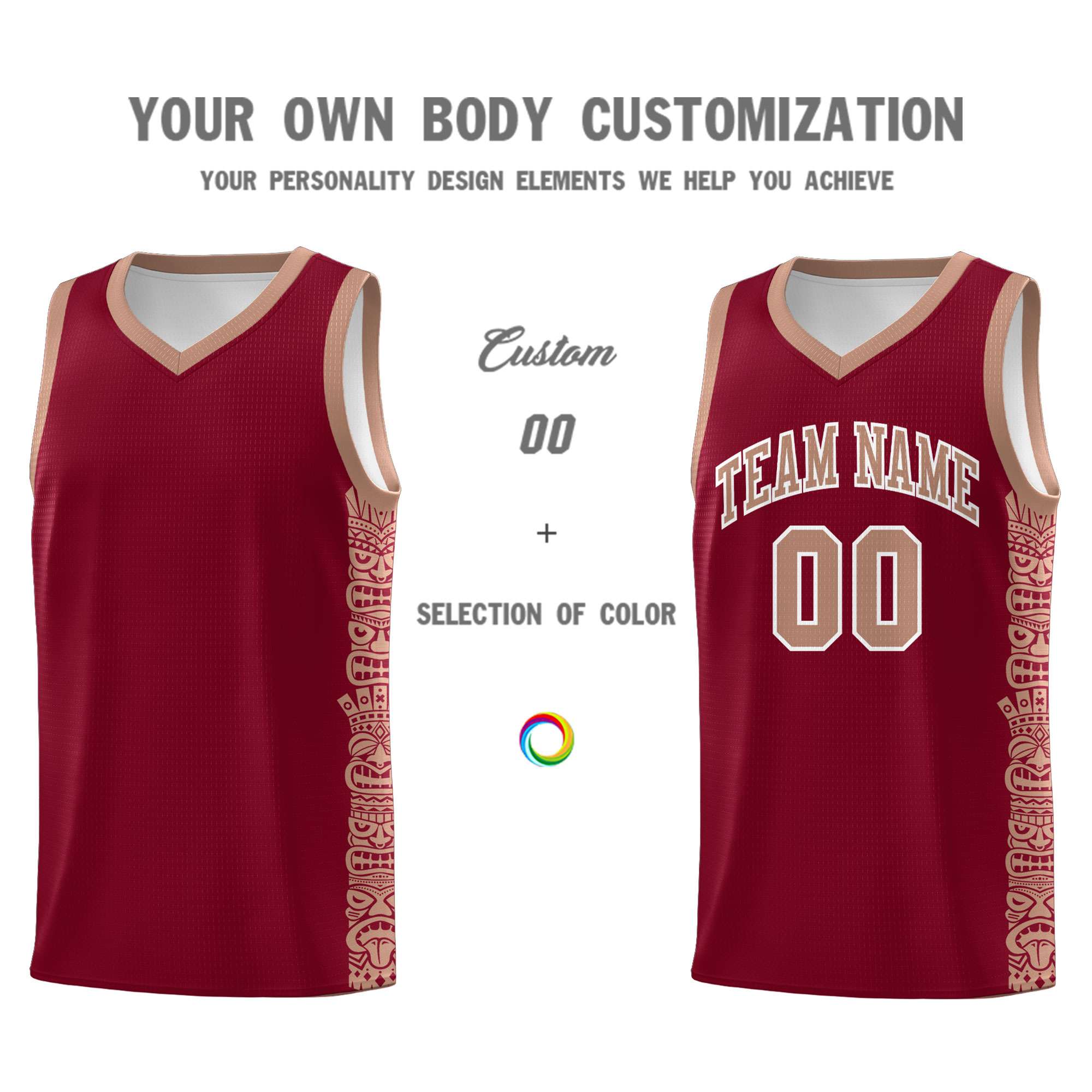 Custom Crimson Teabrown Personalized Indians Pattern Sets Sports Uniform Basketball Jersey