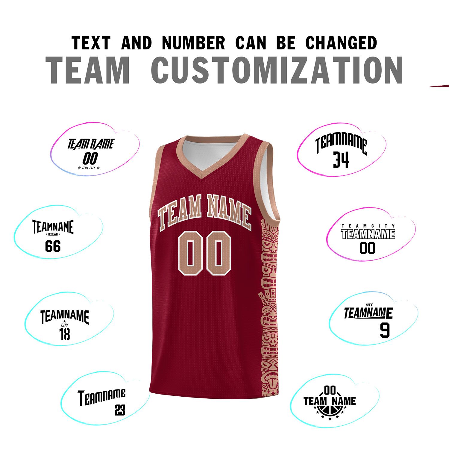 Custom Crimson Teabrown Personalized Indians Pattern Sets Sports Uniform Basketball Jersey