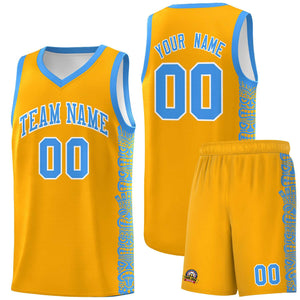 Custom Yellow Powder Blue Personalized Indians Pattern Sets Sports Uniform Basketball Jersey