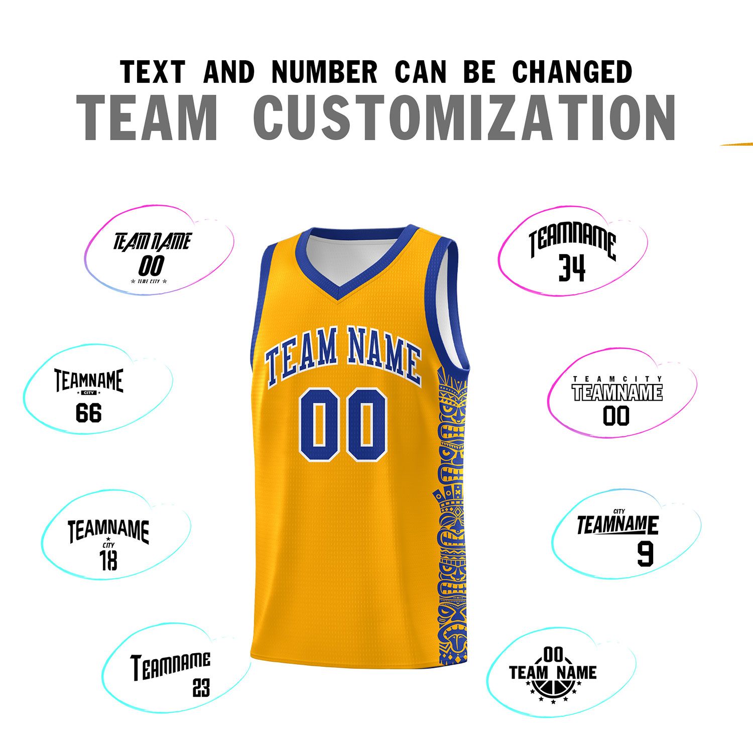 Custom Yellow Royal Personalized Indians Pattern Sets Sports Uniform Basketball Jersey