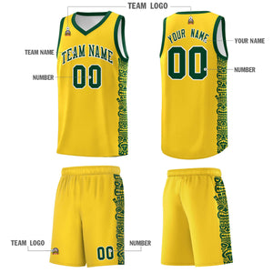 Custom Gold Gold Personalized Indians Pattern Sets Sports Uniform Basketball Jersey