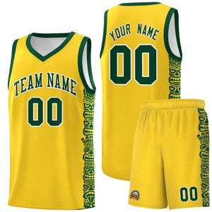 Custom Gold Gold Personalized Indians Pattern Sets Sports Uniform Basketball Jersey