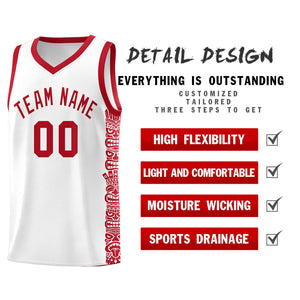 Custom White Red Personalized Indians Pattern Sets Sports Uniform Basketball Jersey