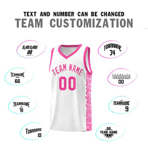 Custom White Pink Personalized Indians Pattern Sets Sports Uniform Basketball Jersey