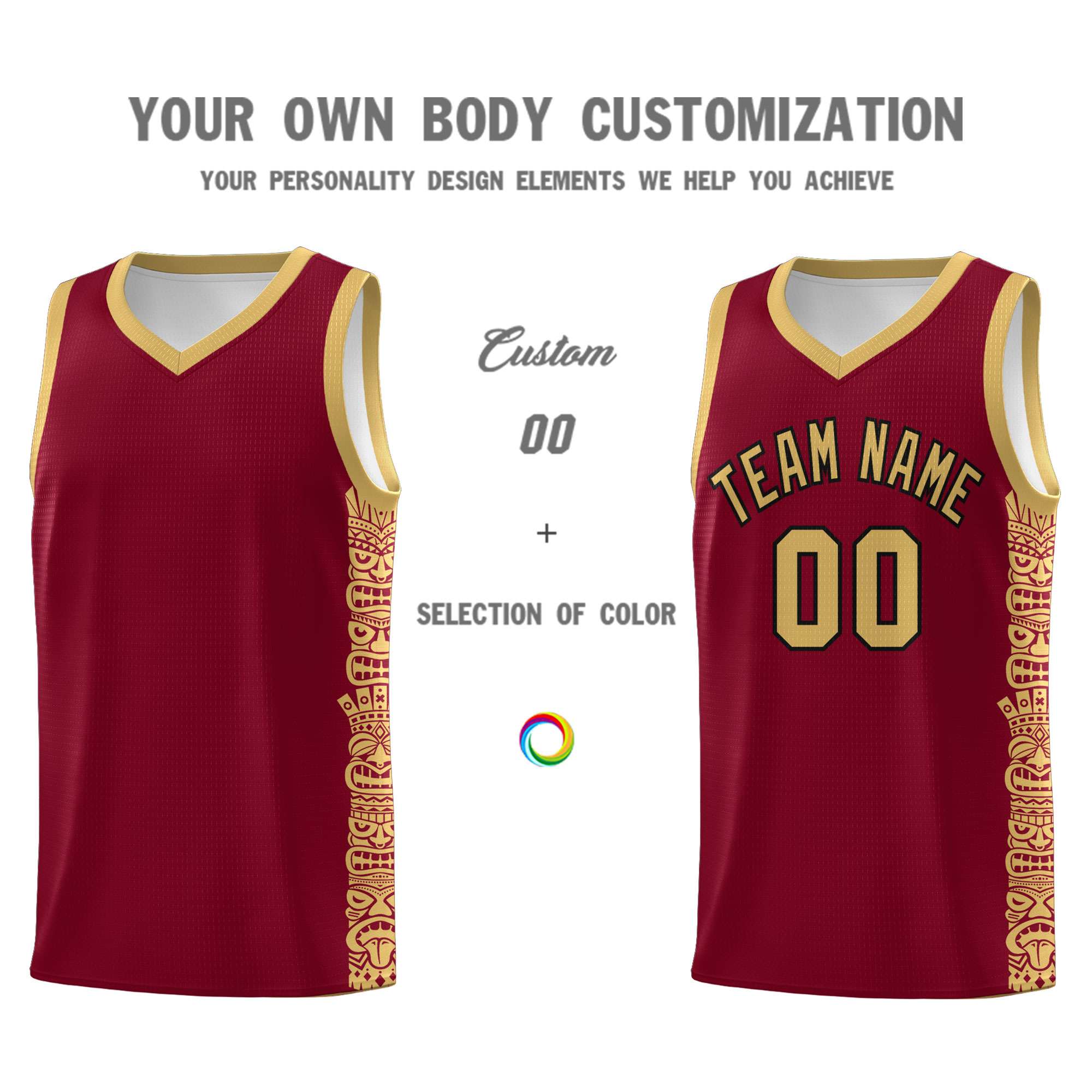 Custom Crimson Old Gold Personalized Indians Pattern Sets Sports Uniform Basketball Jersey