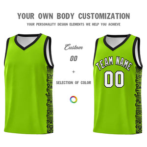 Custom Green Black Personalized Indians Pattern Sets Sports Uniform Basketball Jersey