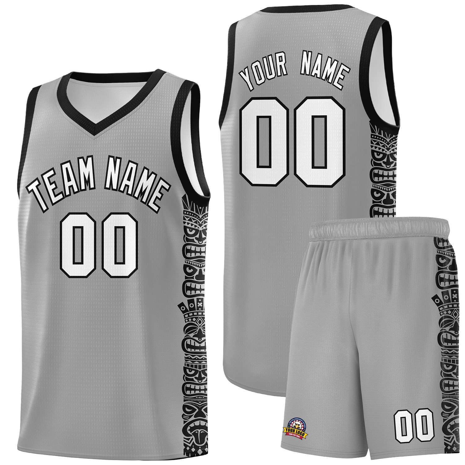 Custom Dark Gray Black Personalized Indians Pattern Sets Sports Uniform Basketball Jersey