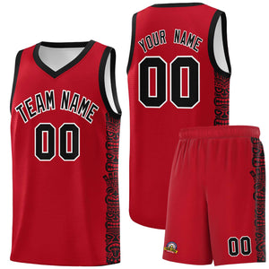 Custom Red Black Personalized Indians Pattern Sets Sports Uniform Basketball Jersey