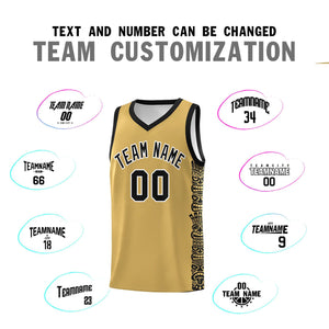 Custom Old Gold Black Personalized Indians Pattern Sets Sports Uniform Basketball Jersey