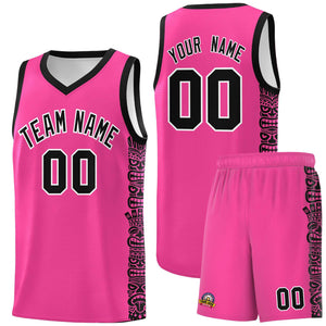 Custom Pink Black Personalized Indians Pattern Sets Sports Uniform Basketball Jersey