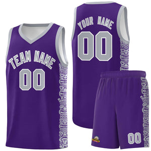 Custom Purple Gray Personalized Indians Pattern Sets Sports Uniform Basketball Jersey