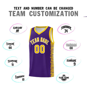 Custom Purple Gold Personalized Indians Pattern Sets Sports Uniform Basketball Jersey