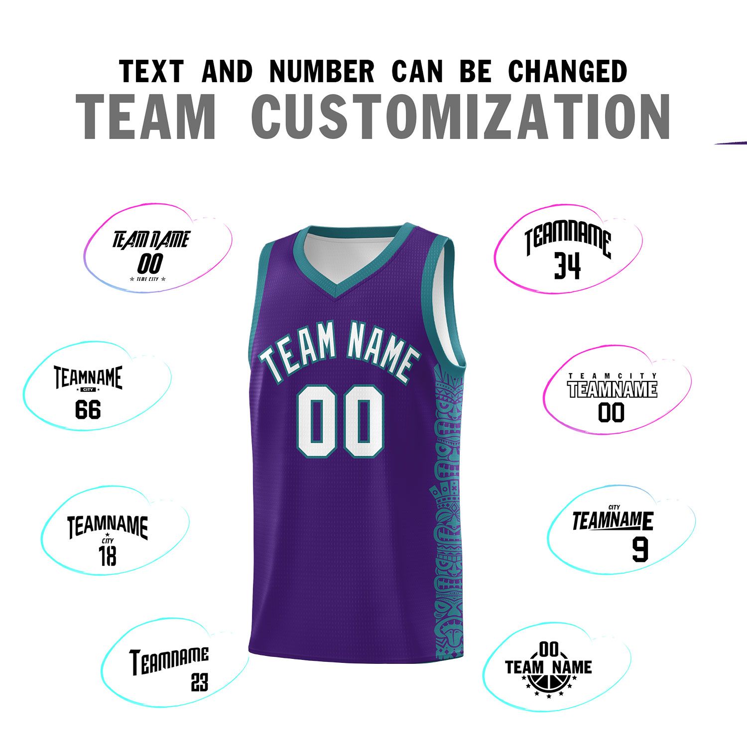 Custom Purple Aqua Personalized Indians Pattern Sets Sports Uniform Basketball Jersey