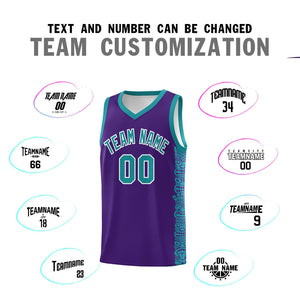 Custom Purple Aqua Personalized Indians Pattern Sets Sports Uniform Basketball Jersey