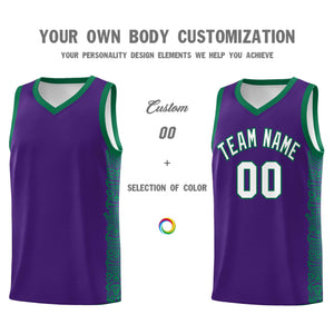 Custom Purple Kelly Green Personalized Indians Pattern Sets Sports Uniform Basketball Jersey