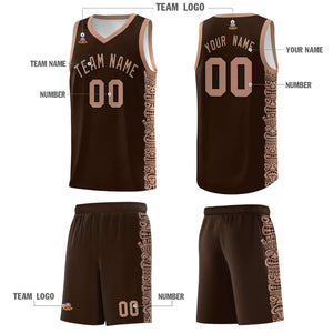 Custom Brown Teabrown Personalized Indians Pattern Sets Sports Uniform Basketball Jersey