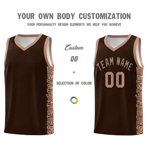 Custom Brown Teabrown Personalized Indians Pattern Sets Sports Uniform Basketball Jersey