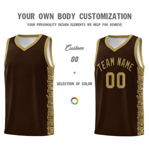 Custom Brown Desert Yellow Personalized Indians Pattern Sets Sports Uniform Basketball Jersey