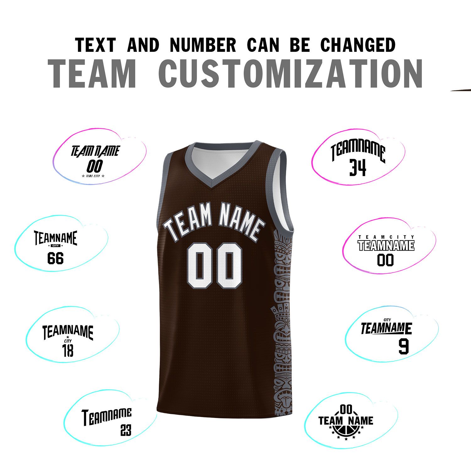 Custom Brown Dark Gray Personalized Indians Pattern Sets Sports Uniform Basketball Jersey