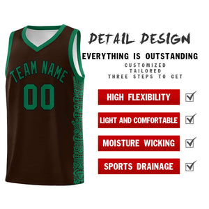 Custom Brown Kelly Green Personalized Indians Pattern Sets Sports Uniform Basketball Jersey