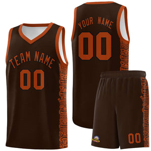 Custom Brown Texas Orange Personalized Indians Pattern Sets Sports Uniform Basketball Jersey