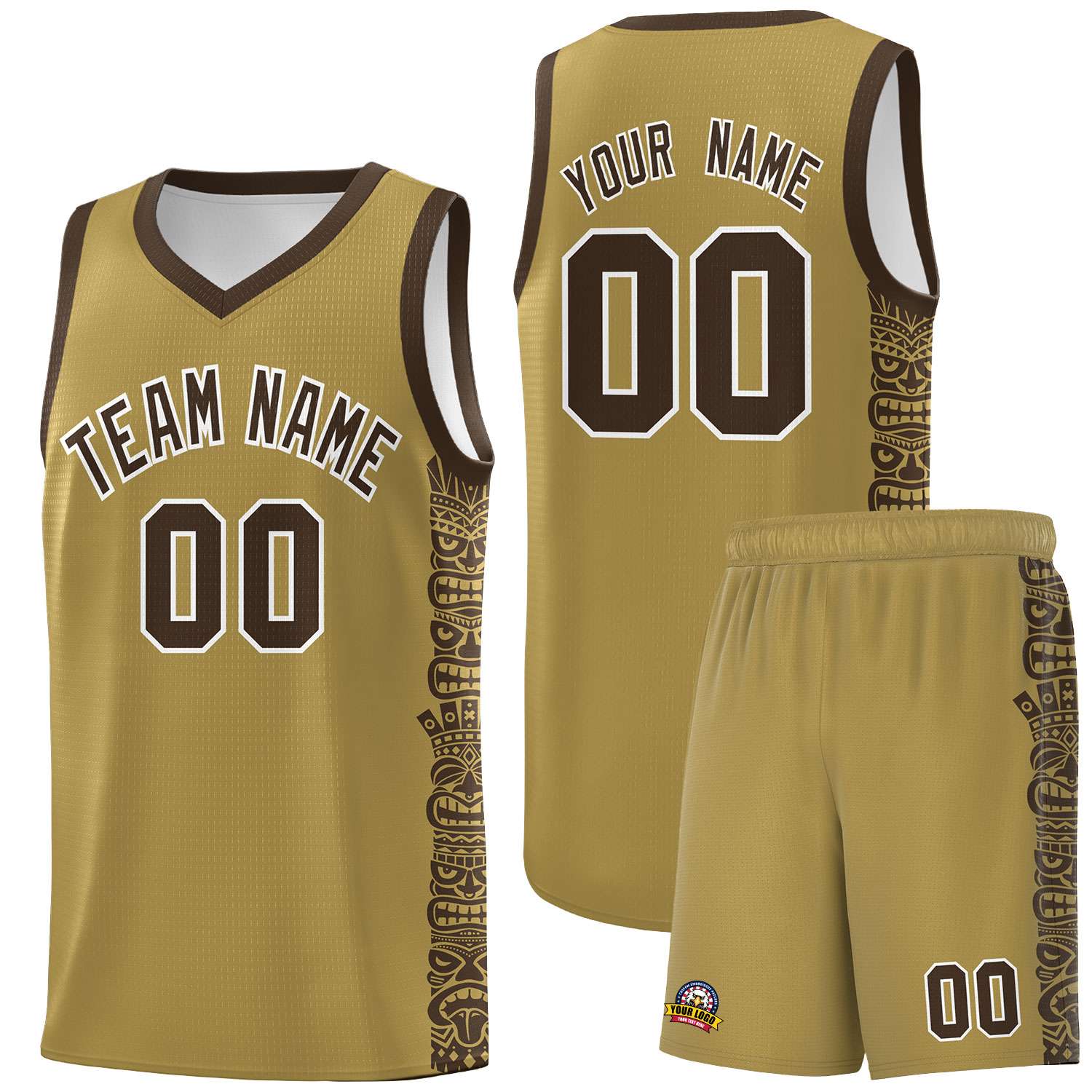 Custom Desert Yellow Brown Personalized Indians Pattern Sets Sports Uniform Basketball Jersey