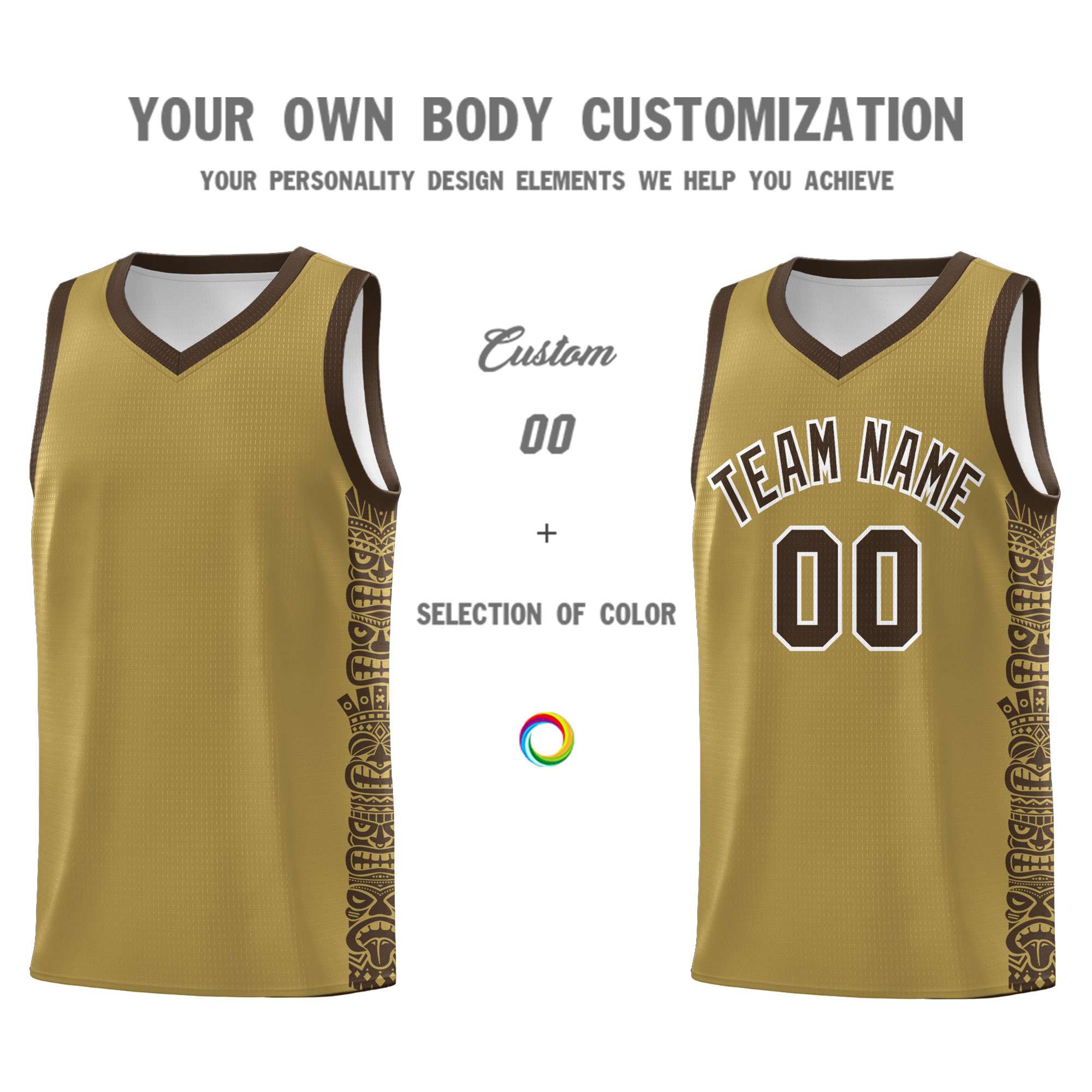 Custom Desert Yellow Brown Personalized Indians Pattern Sets Sports Uniform Basketball Jersey