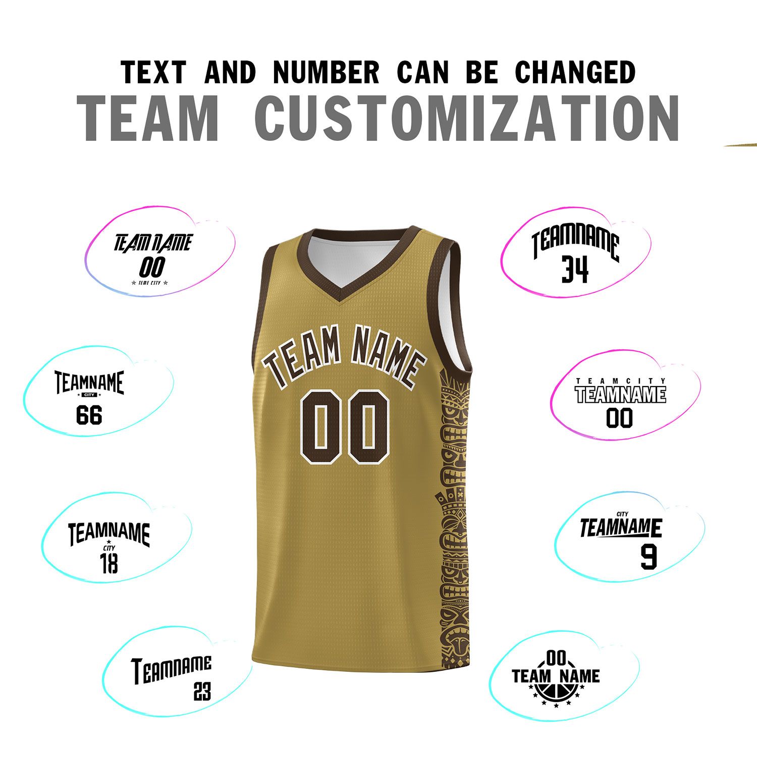 Custom Desert Yellow Brown Personalized Indians Pattern Sets Sports Uniform Basketball Jersey