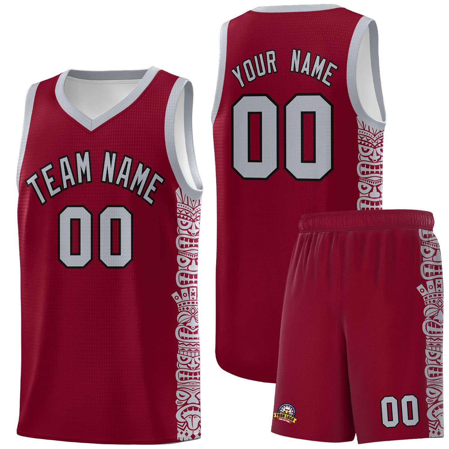 Custom Crimson Gray Personalized Indians Pattern Sets Sports Uniform Basketball Jersey