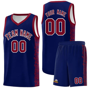 Custom Navy Crimson Personalized Indians Pattern Sets Sports Uniform Basketball Jersey