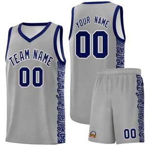 Custom Gray Royal Personalized Indians Pattern Sets Sports Uniform Basketball Jersey