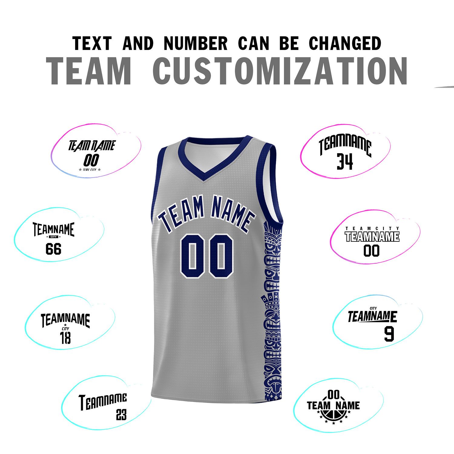 Custom Gray Royal Personalized Indians Pattern Sets Sports Uniform Basketball Jersey