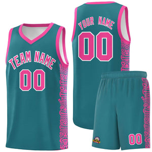 Custom Aqua Pink Personalized Indians Pattern Sets Sports Uniform Basketball Jersey