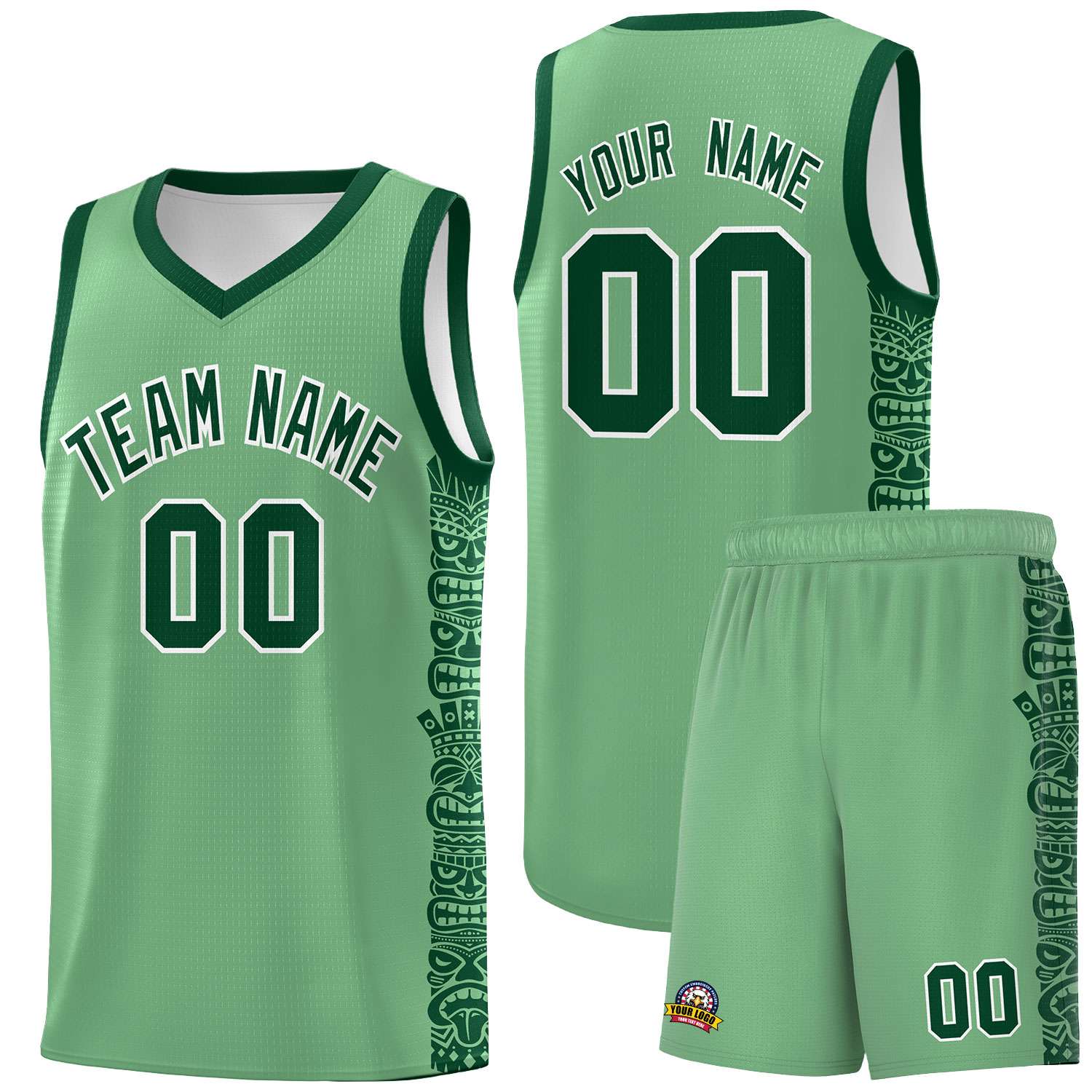 Custom Green Green Personalized Indians Pattern Sets Sports Uniform Basketball Jersey