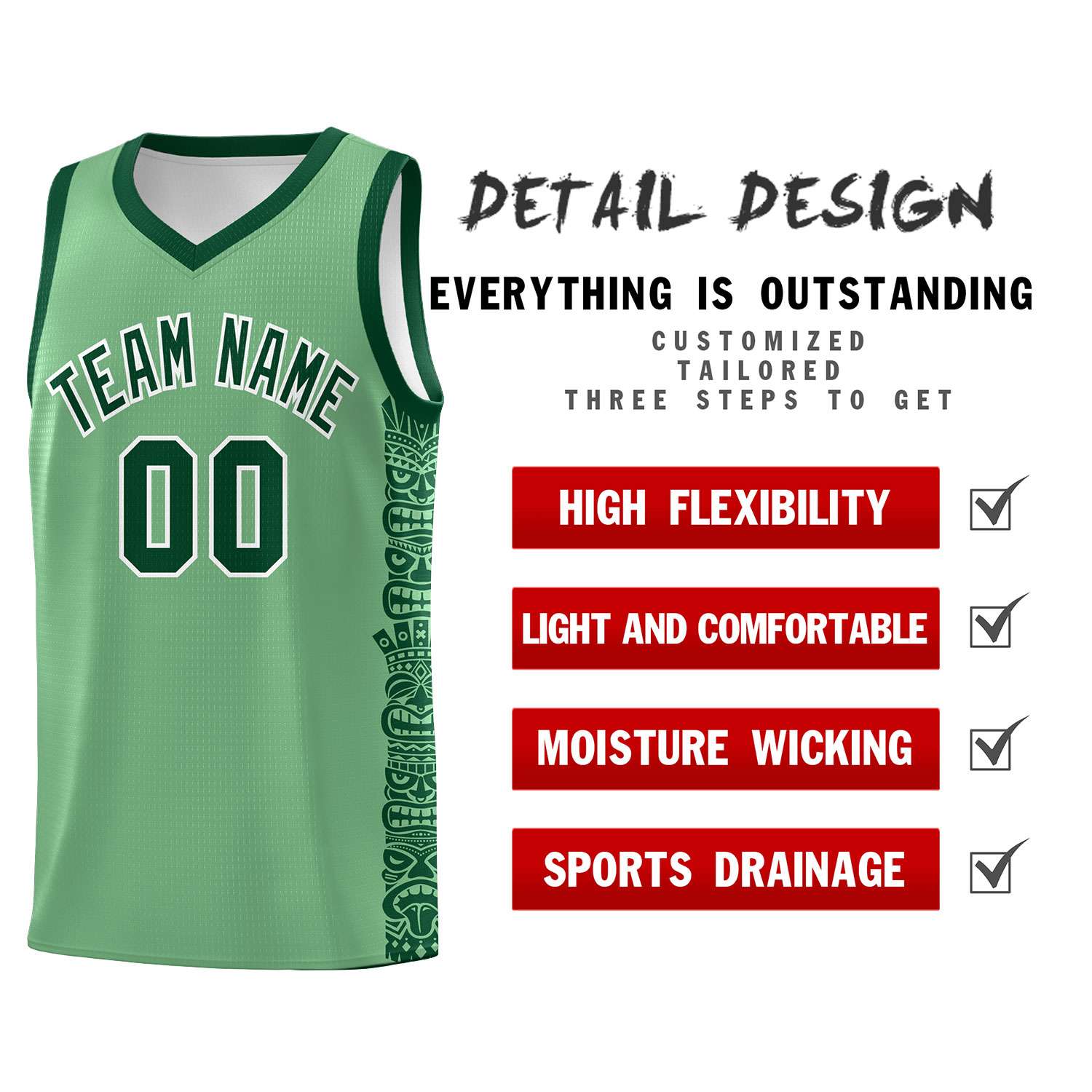 Custom Green Green Personalized Indians Pattern Sets Sports Uniform Basketball Jersey