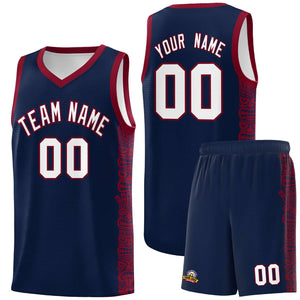 Custom Navy Crimson Personalized Indians Pattern Sets Sports Uniform Basketball Jersey