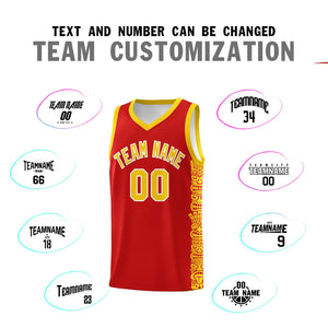 Custom Red Gold Personalized Indians Pattern Sets Sports Uniform Basketball Jersey