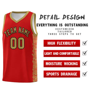 Custom Red Desert Yellow Personalized Indians Pattern Sets Sports Uniform Basketball Jersey