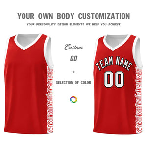 Custom Red White Personalized Indians Pattern Sets Sports Uniform Basketball Jersey