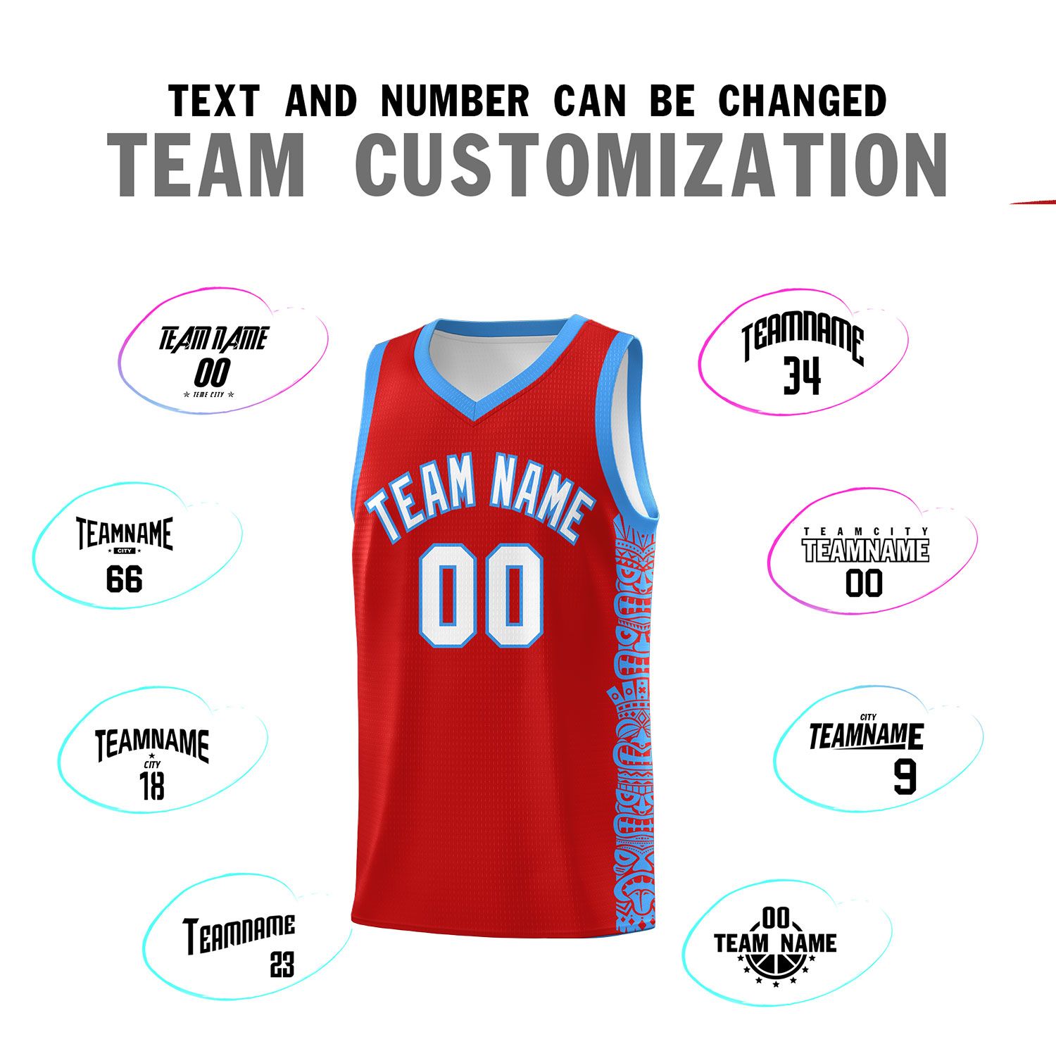 Custom Red Powder Blue Personalized Indians Pattern Sets Sports Uniform Basketball Jersey