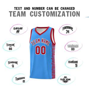 Custom Powder Blue Red Personalized Indians Pattern Sets Sports Uniform Basketball Jersey