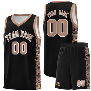 Custom Black Teabrown Personalized Indians Pattern Sets Sports Uniform Basketball Jersey