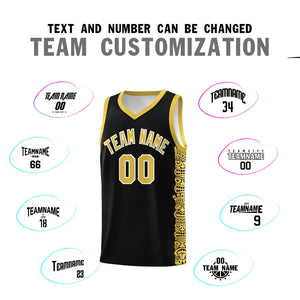 Custom Black Yellow Personalized Indians Pattern Sets Sports Uniform Basketball Jersey