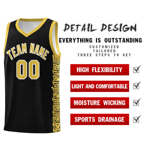 Custom Black Yellow Personalized Indians Pattern Sets Sports Uniform Basketball Jersey