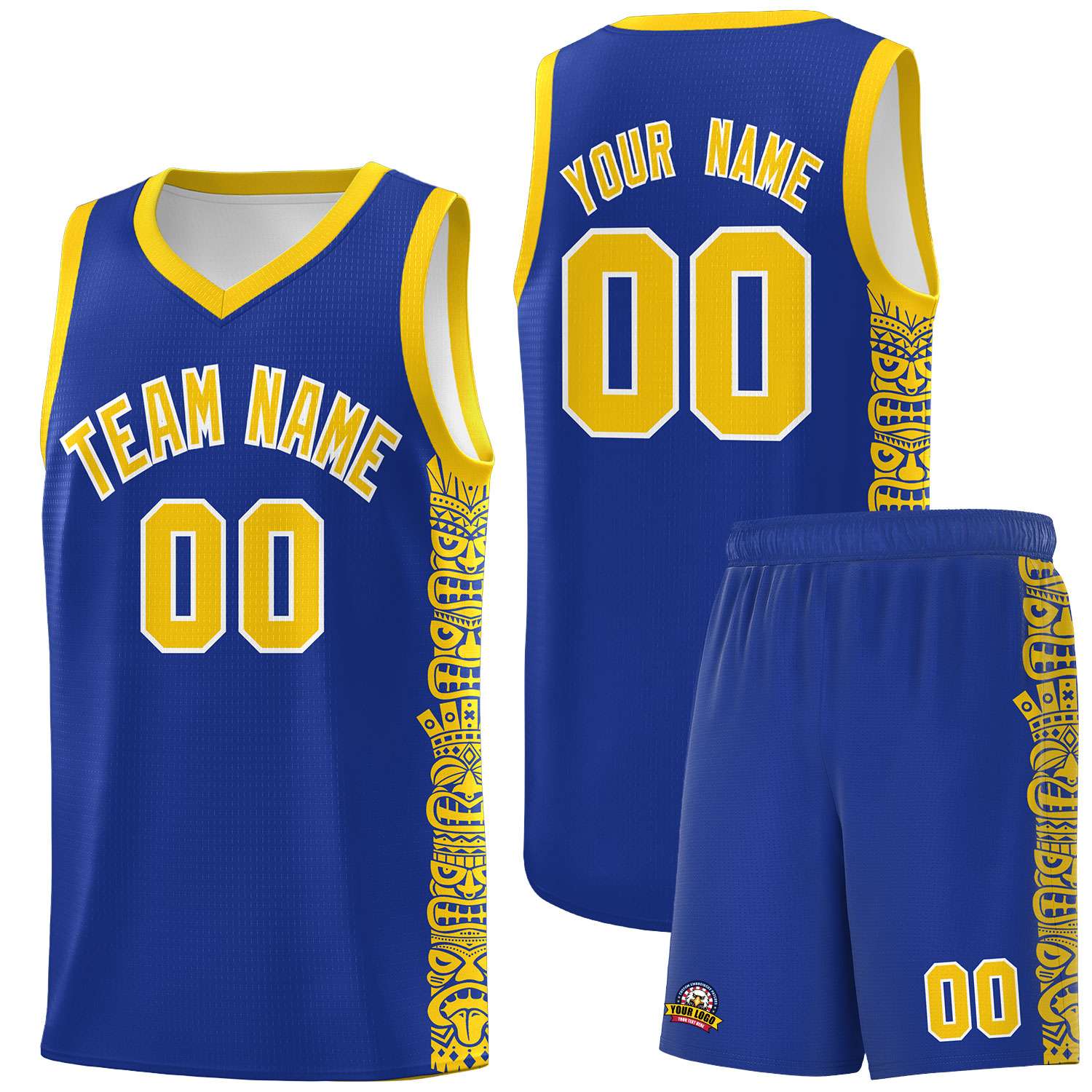 Custom Royal Gold Personalized Indians Pattern Sets Sports Uniform Basketball Jersey