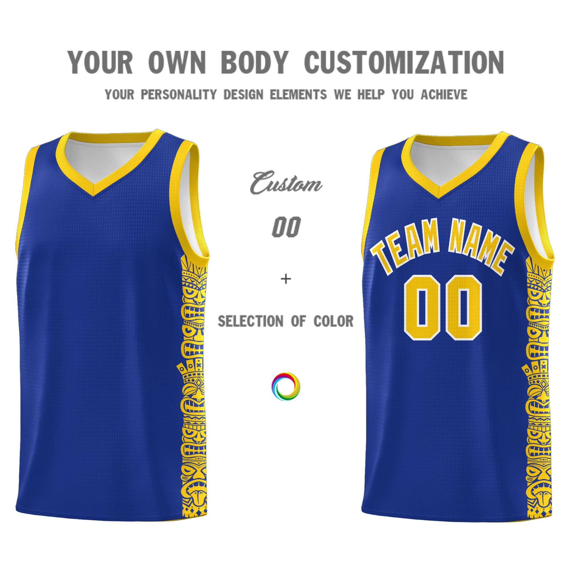 Custom Royal Gold Personalized Indians Pattern Sets Sports Uniform Basketball Jersey