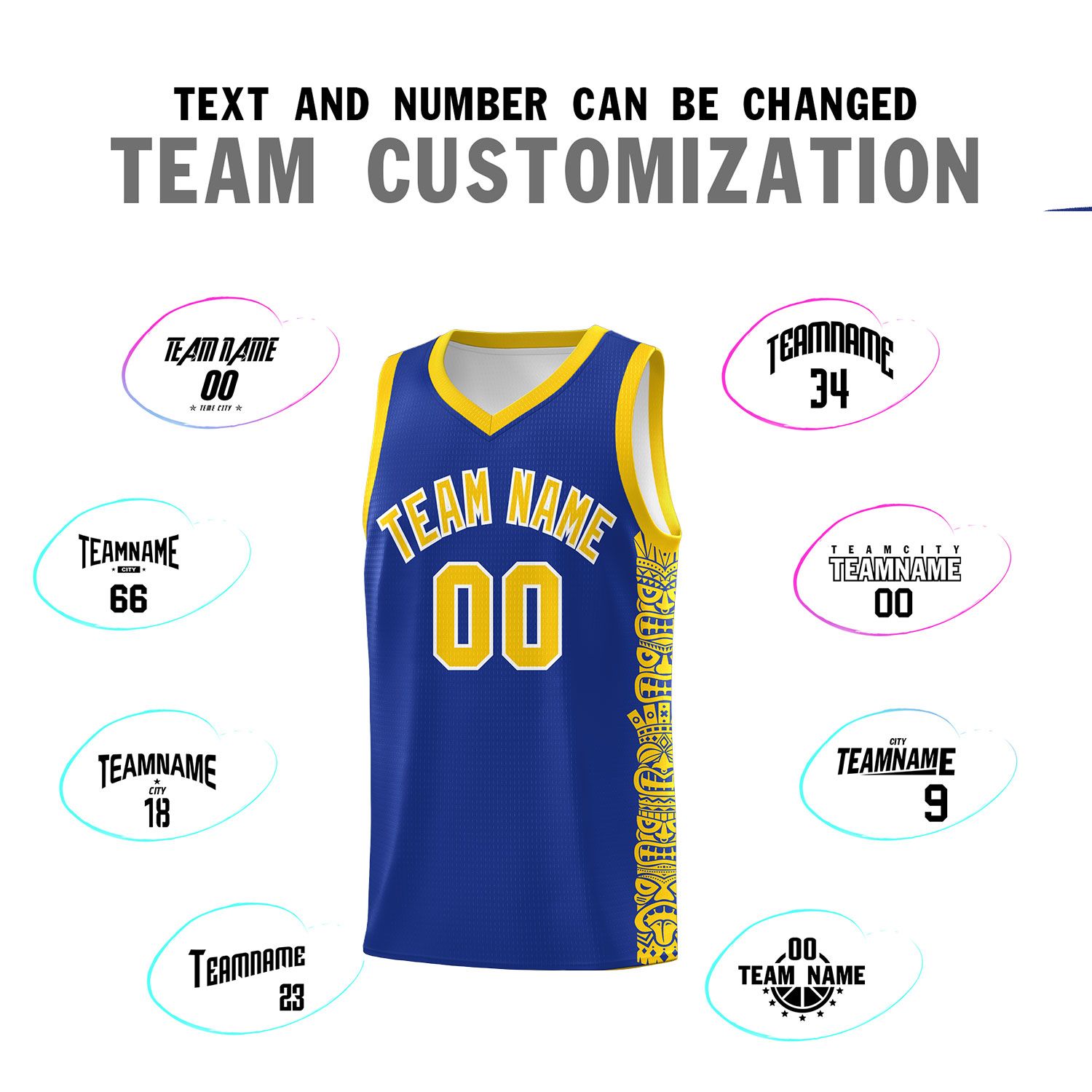 Custom Royal Gold Personalized Indians Pattern Sets Sports Uniform Basketball Jersey