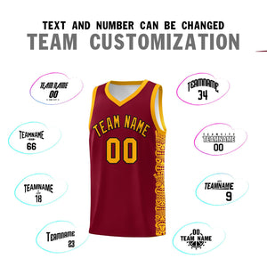 Custom Crimson Yellow Personalized Indians Pattern Sets Sports Uniform Basketball Jersey